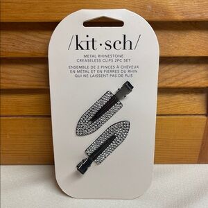 Kitsch Black Metal Rhinestone Hair Clips - Silver Stones